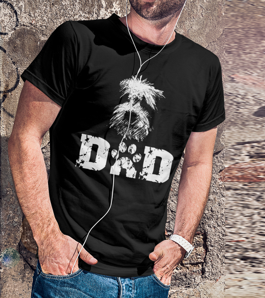 Sheepadoodle Dad Doodle Dog Paw Prints T-Shirt