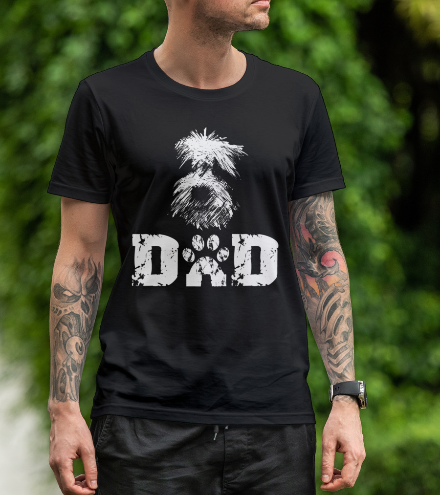 Sheepadoodle Dad Doodle Dog Paw Prints T-Shirt