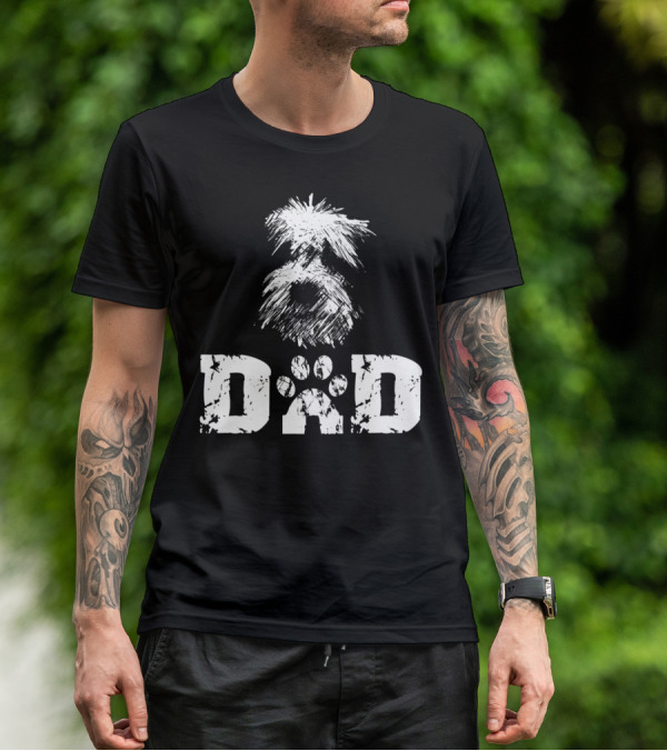 Sheepadoodle Dad Doodle Dog Paw Prints T-Shirt