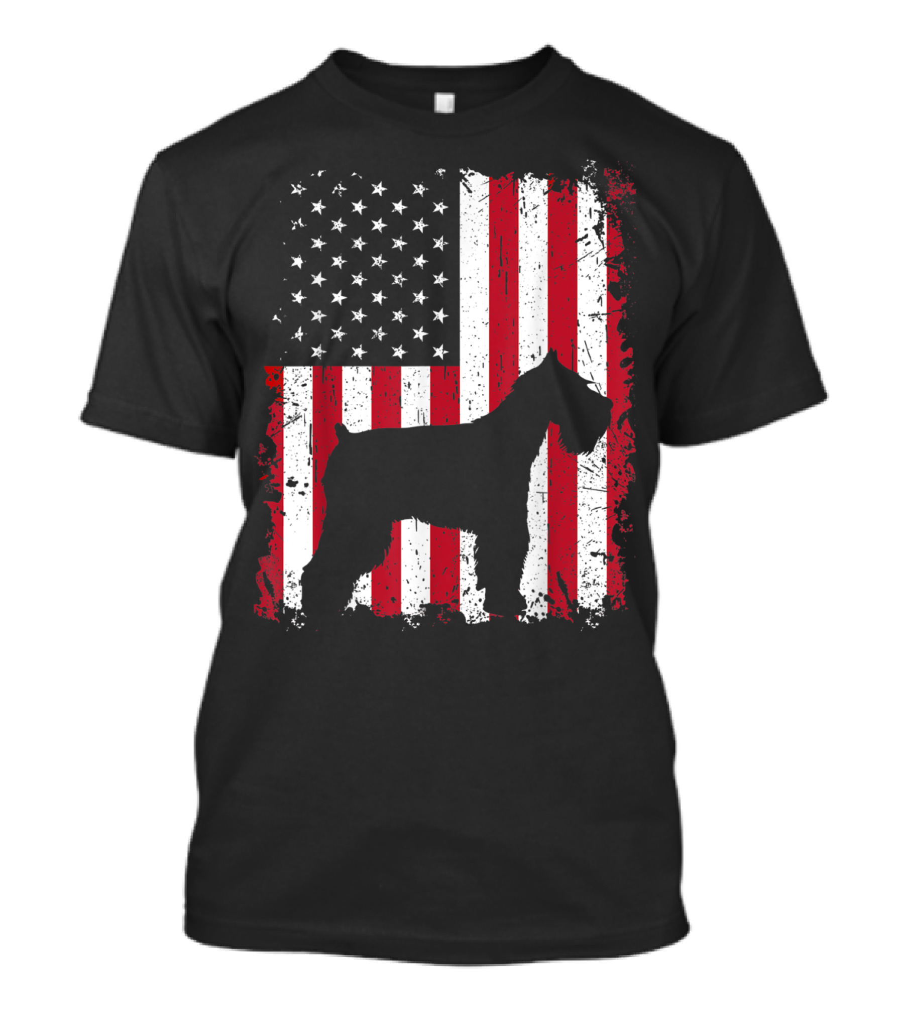 Standard Schnauzer Silhouette With American Flag On 4th Of July USA T-Shirt