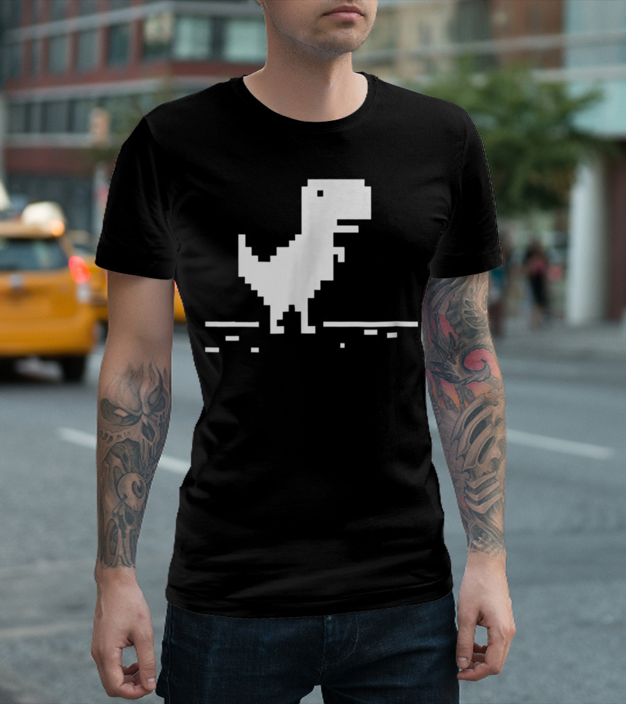 T Rex Pixel Dinosaur No Internet Game T-Shirt