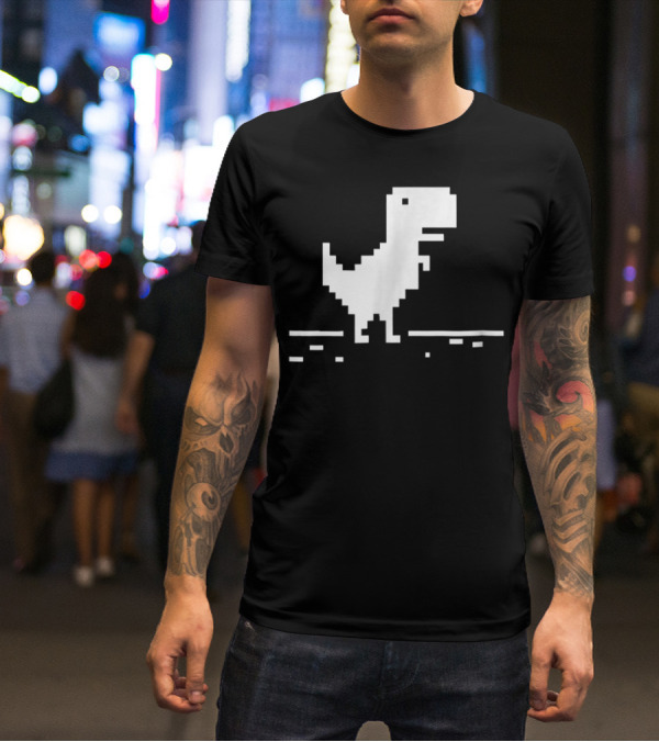 T Rex Pixel Dinosaur No Internet Game T-Shirt