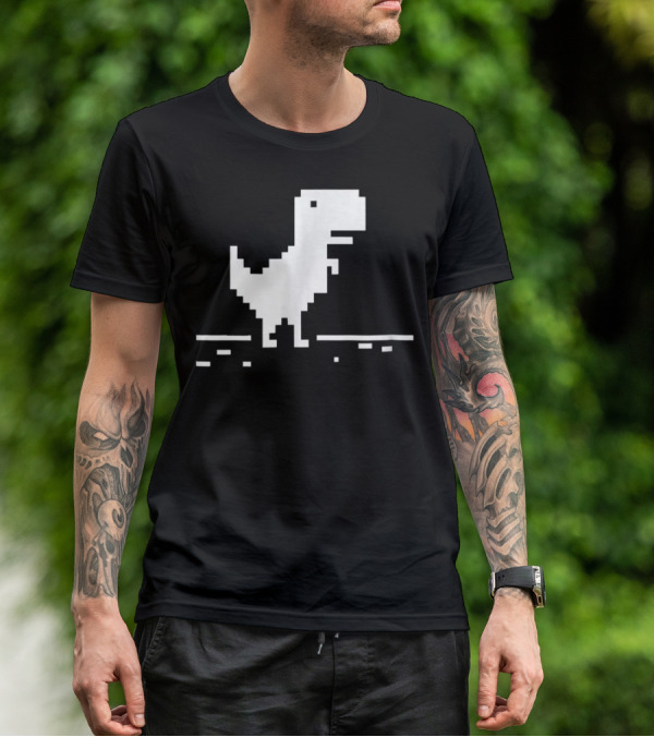 T Rex Pixel Dinosaur No Internet Game T-Shirt
