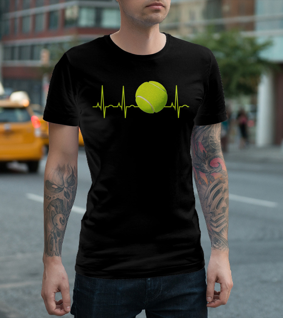 Tennis Lover Heartbeat Tennis Ball T-Shirt