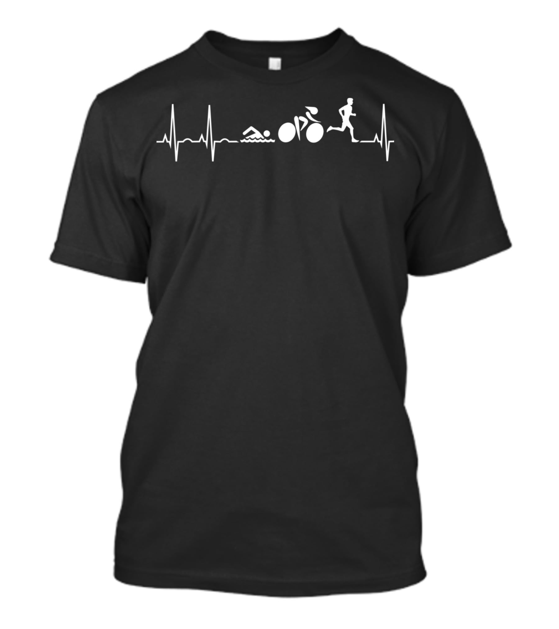 Triathlon Heartbeat Featuring Swim Bike Run Icons T-Shirt