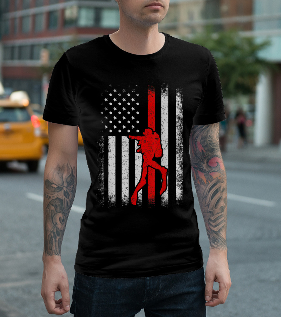 USA American Flag Red White Vintage Scuba Diving Iconic T-Shirt