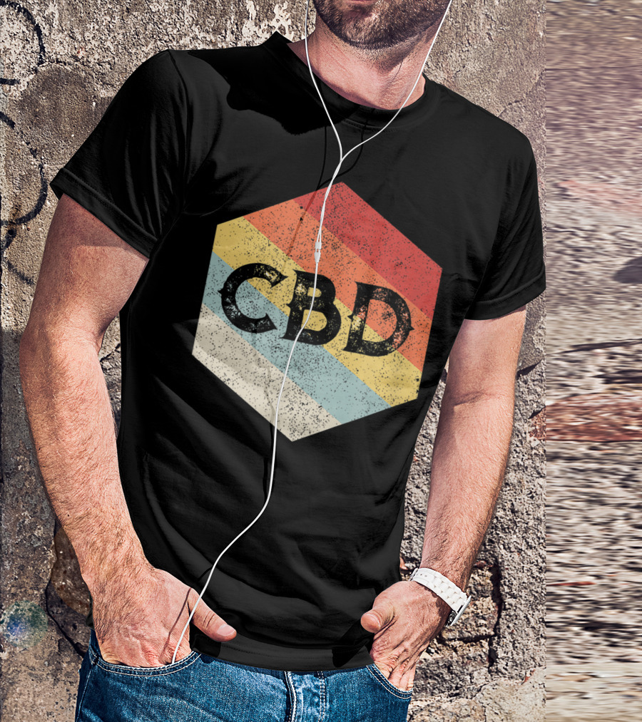 Vintage CBD Retro Hexagon Distressed Stripes T-Shirt