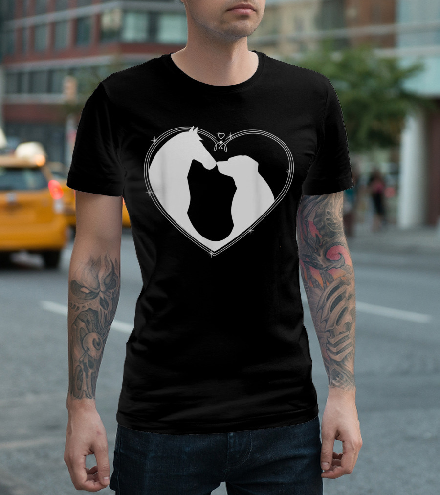Horse Dog Heart Embrace Horseback Riding Puppy Love T-Shirt