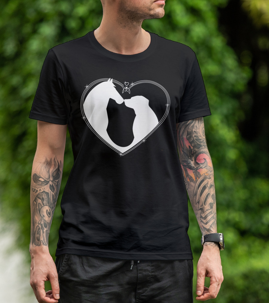 Horse Dog Heart Embrace Horseback Riding Puppy Love T-Shirt