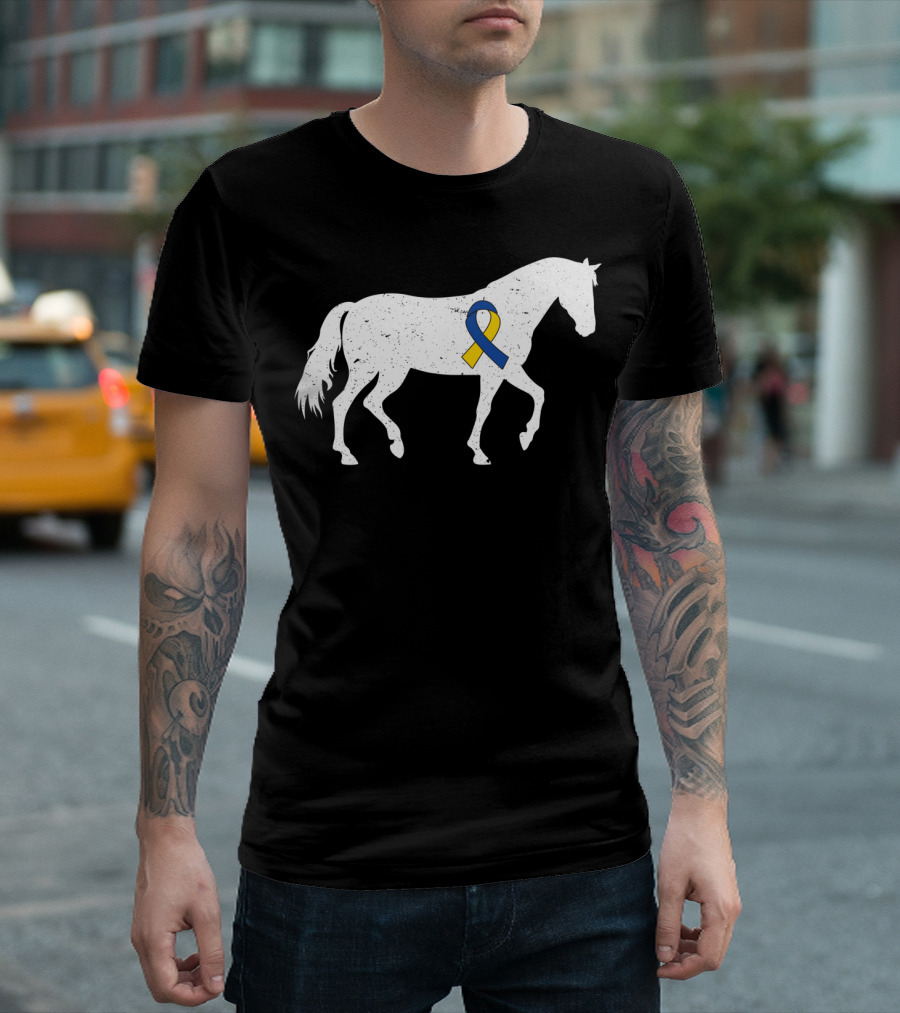 Horse Down Syndrome Awareness Blue Yellow T-Shirt