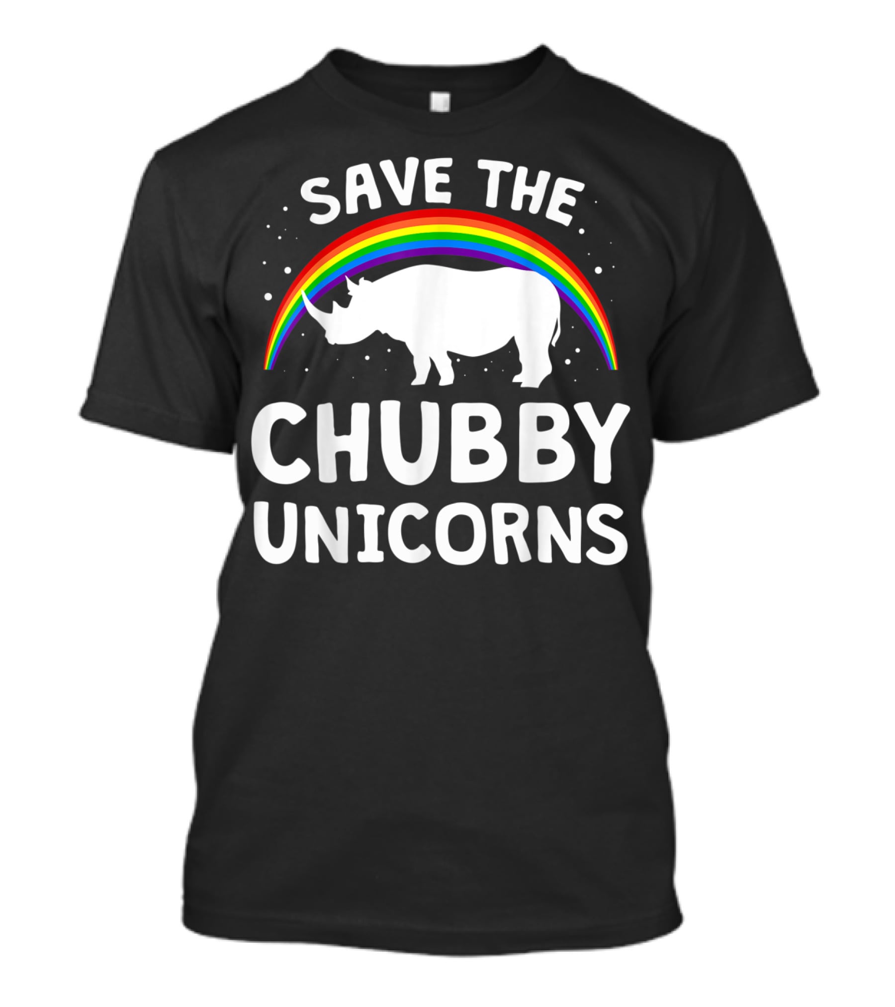 Save The Chubby Unicorns Rhino With Rainbow Love T-Shirt