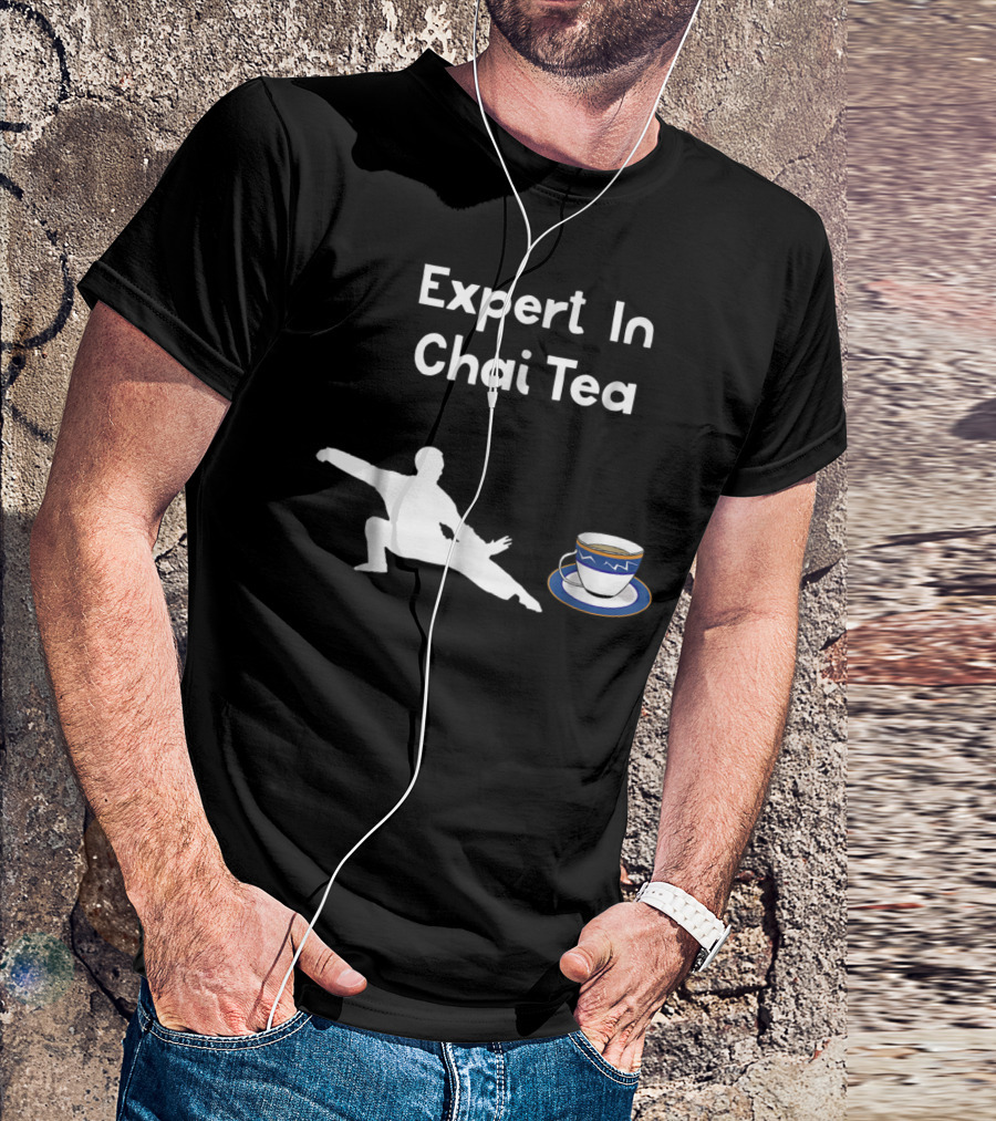 Funny Tai Chi Expert In Chai Tea Barista With Martial Arts Silhouette And Teacup T-Shirt