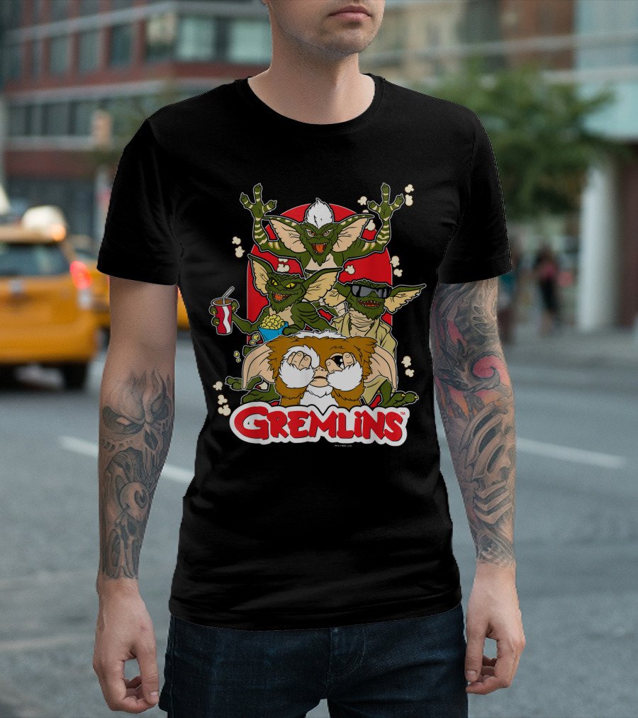 Gremlins Eating Popcorn Movie Snack Fun T-Shirt