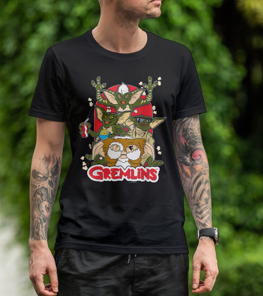 Gremlins Eating Popcorn Movie Snack Fun T-Shirt