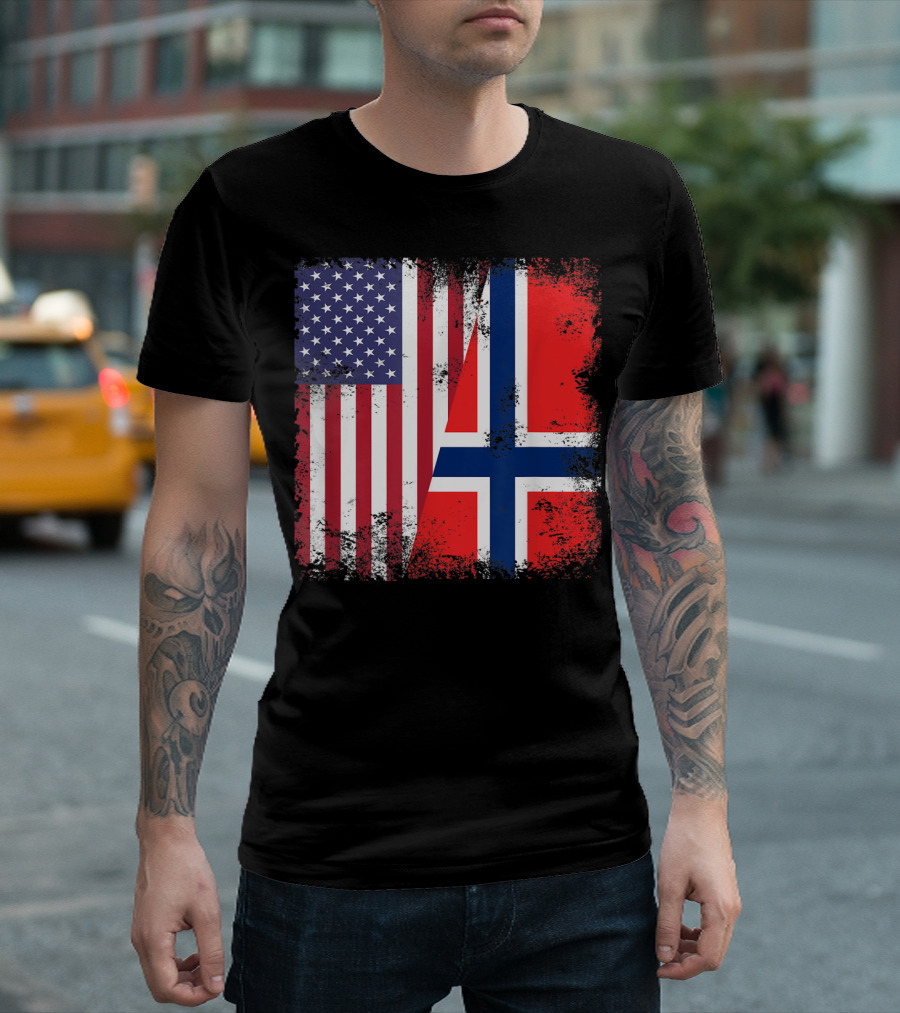 USA Norway Half Flag T-Shirt