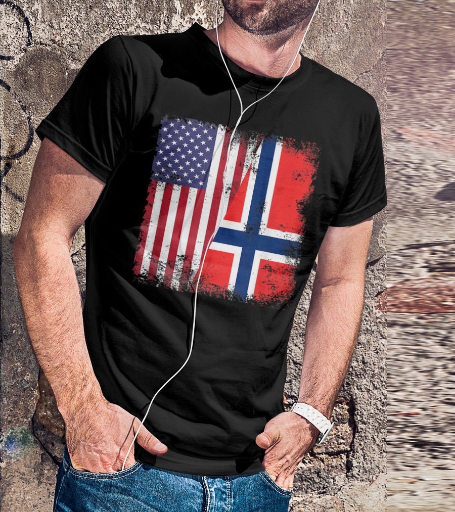 USA Norway Half Flag T-Shirt