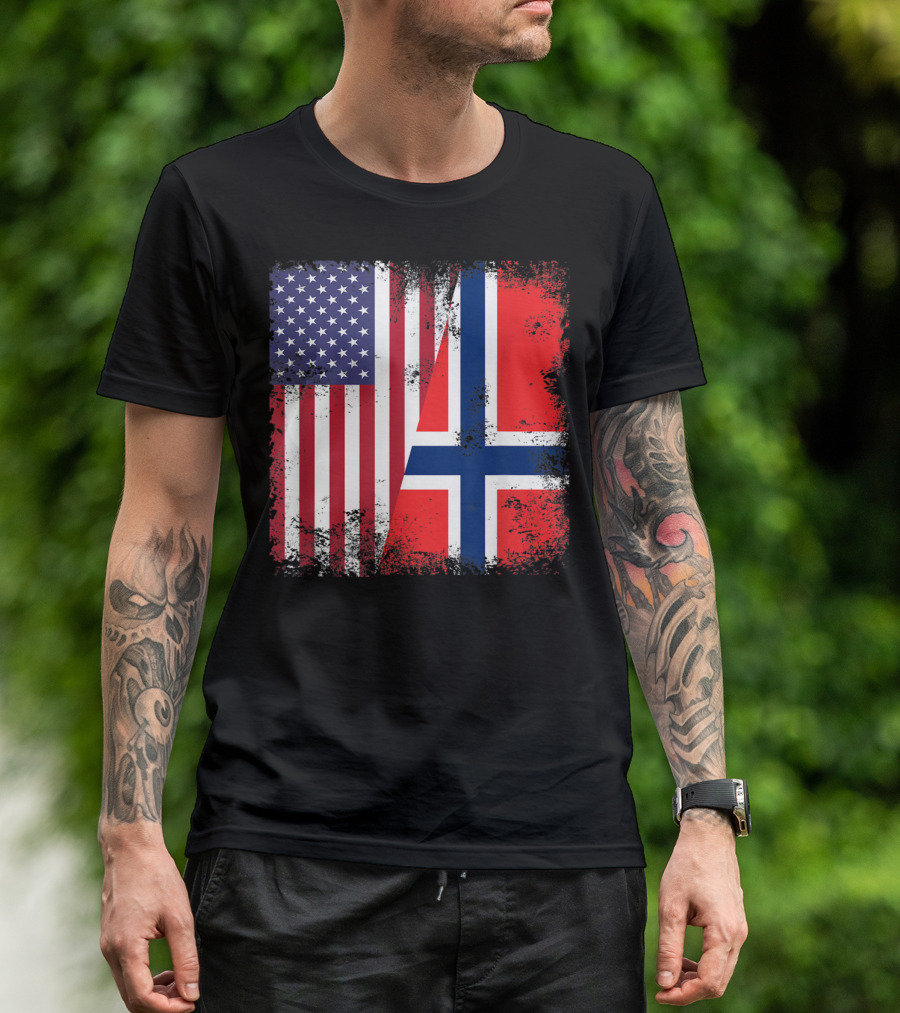 USA Norway Half Flag T-Shirt