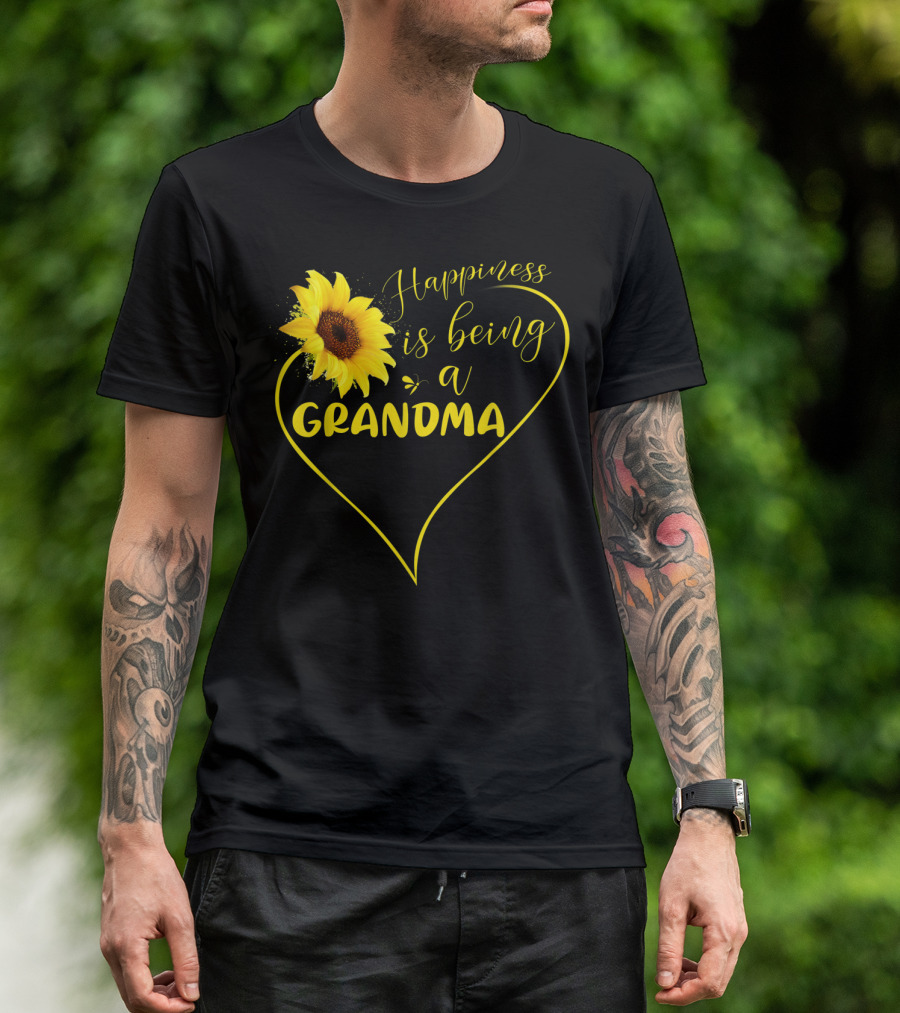 Happiness Is Being A Grandma Sunflower Heart T-Shirt