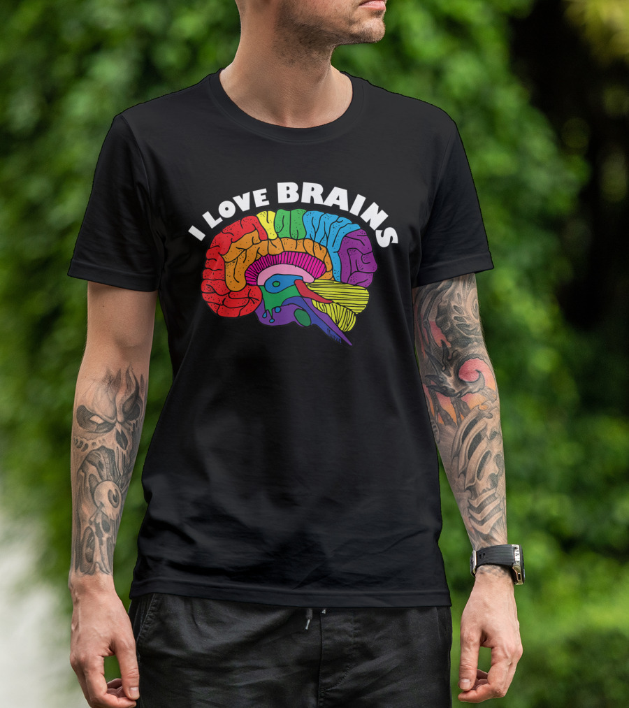 I Love Brains Neuroscience Neurologist Brain Lover Rainbow T-Shirt