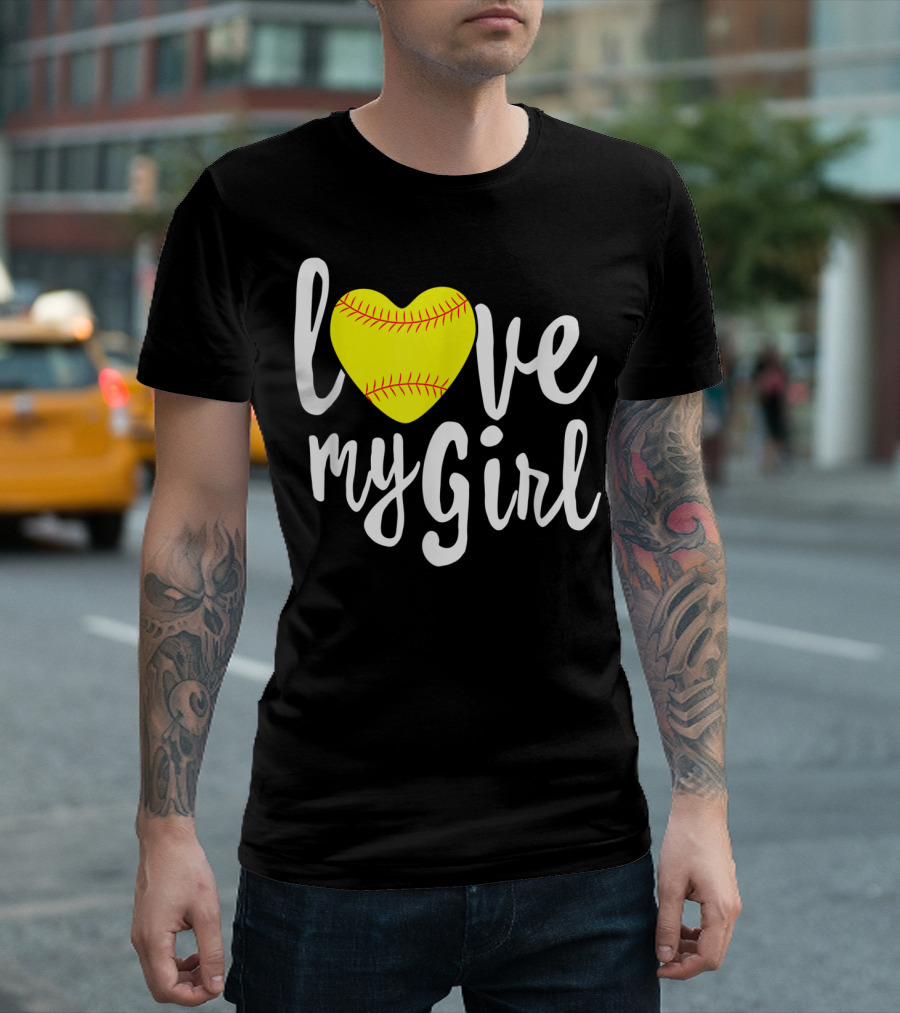Love My Girl Softball Heart T-Shirt