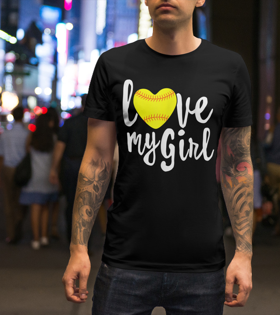 Love My Girl Softball Heart T-Shirt