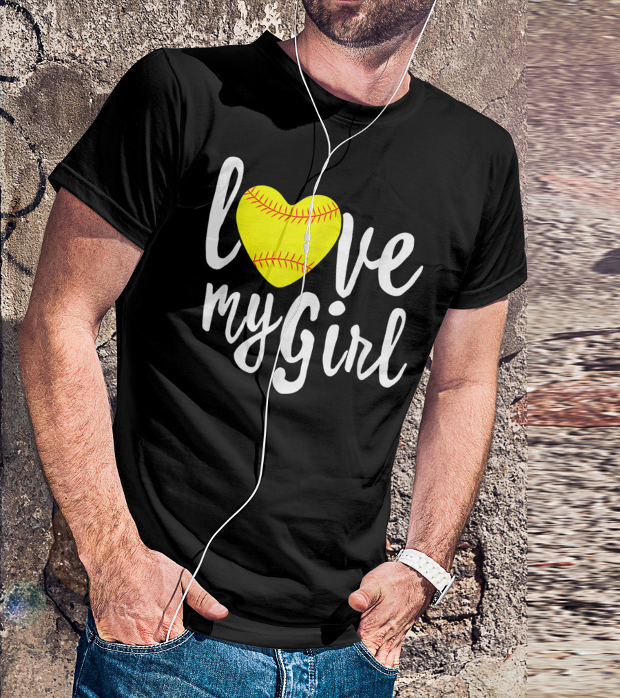 Love My Girl Softball Heart T-Shirt