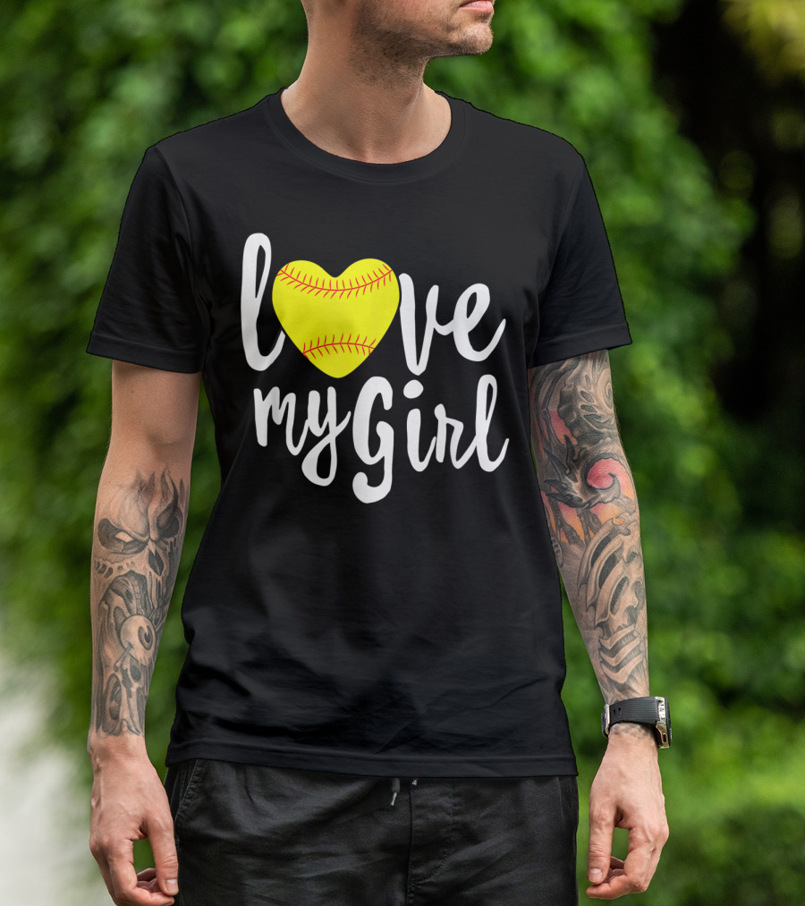 Love My Girl Softball Heart T-Shirt