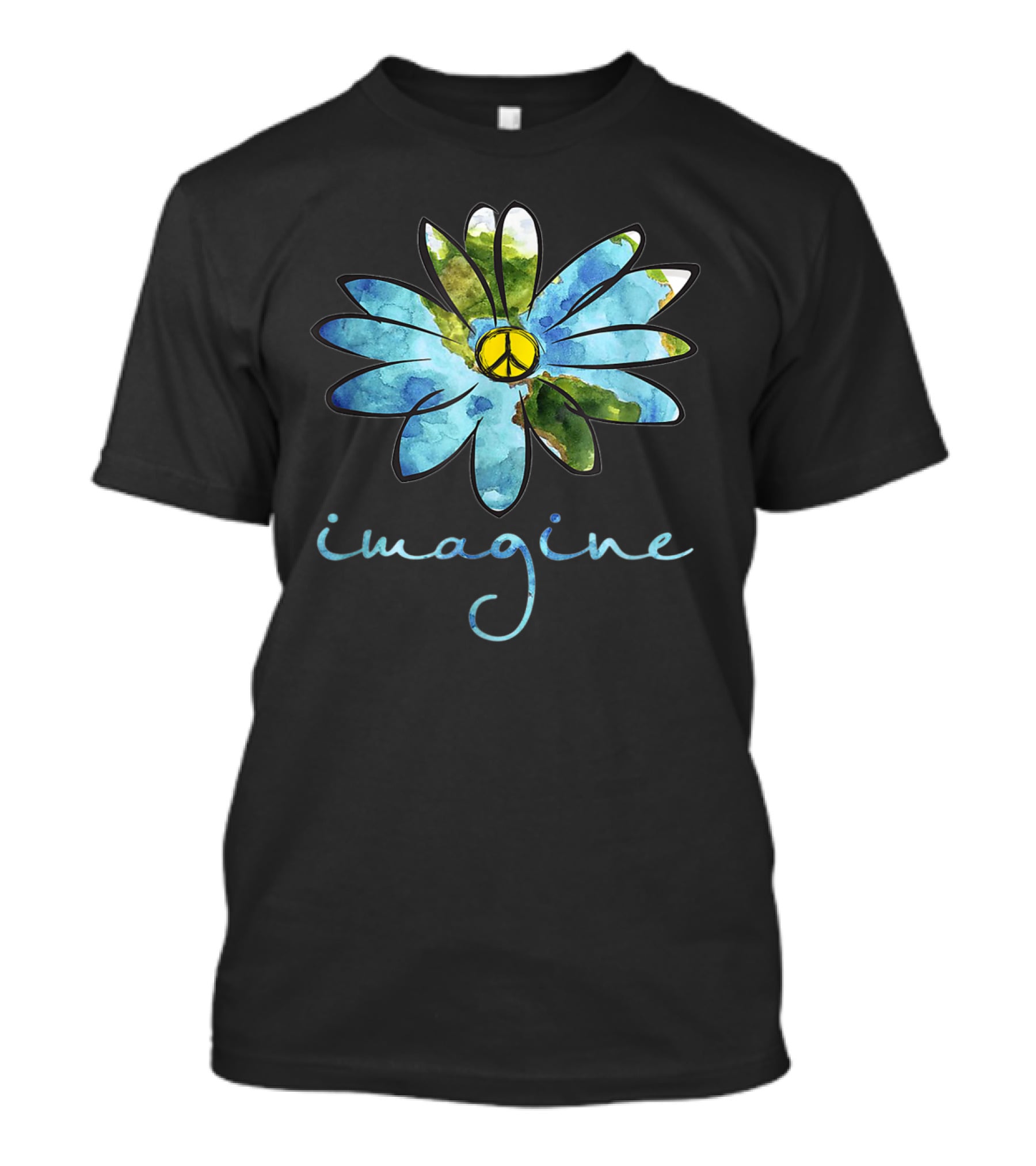 Imagine Hippie Peace Sign Flower T-Shirt