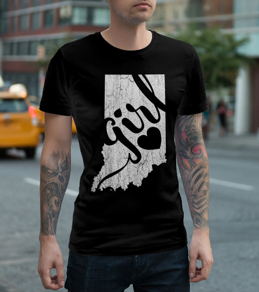 Indiana Girl Heart Map T-Shirt