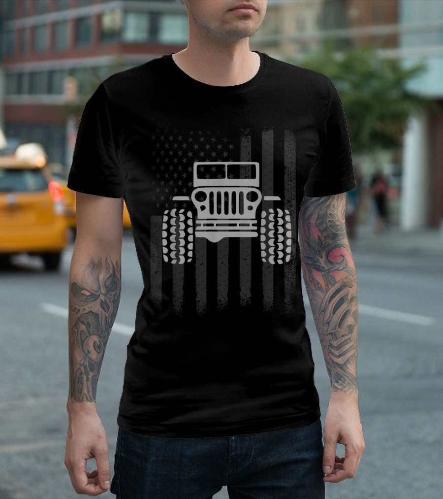 Jeep Metal Flag American Road Adventure T-Shirt