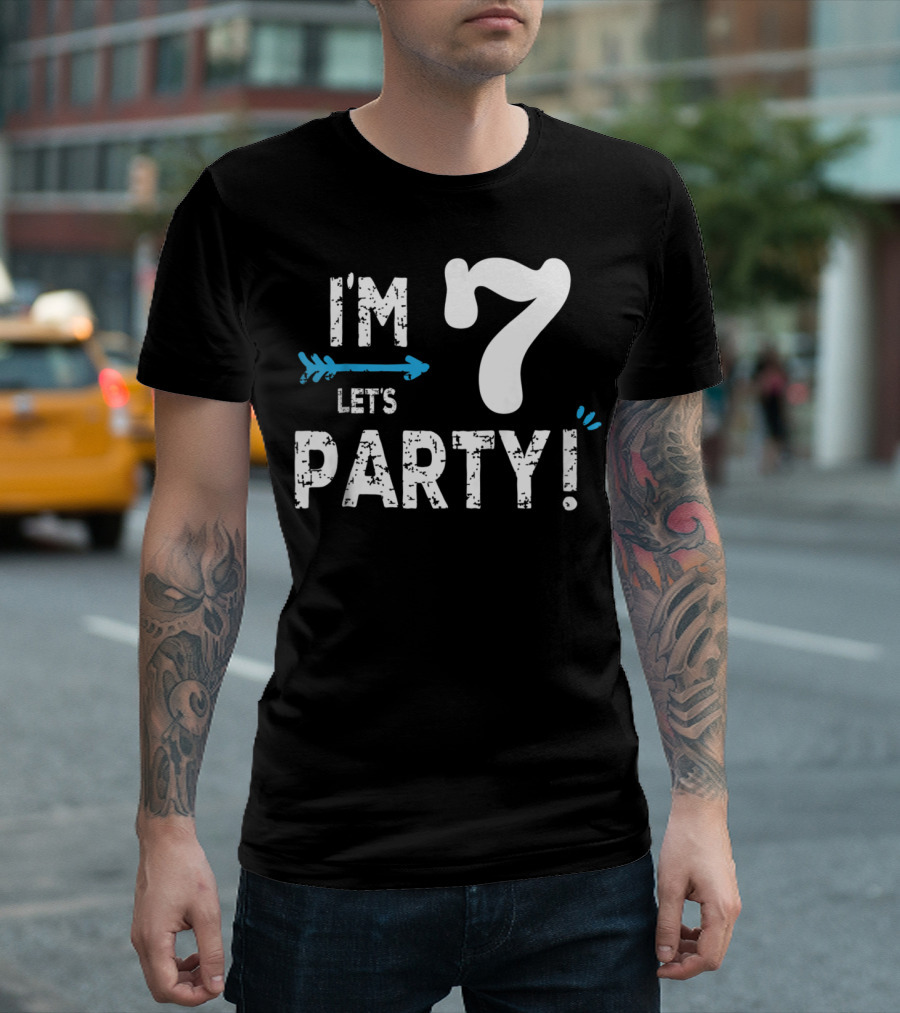 I'm 7 Let's Party Kids Birthday Boy 7th Birt T-Shirt