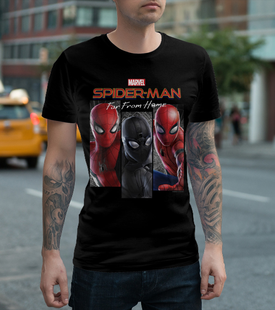 Marvel Spider-Man Far From Home Three Suits Panel T-Shirt
