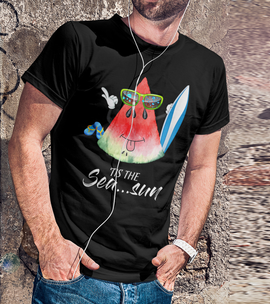 Tis The Sea Sun Melon Christmas Tree Summer Fun T-Shirt
