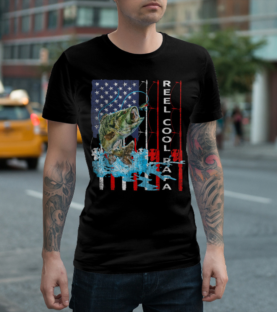 Reel Cool Papa American Flag Fish T-Shirt