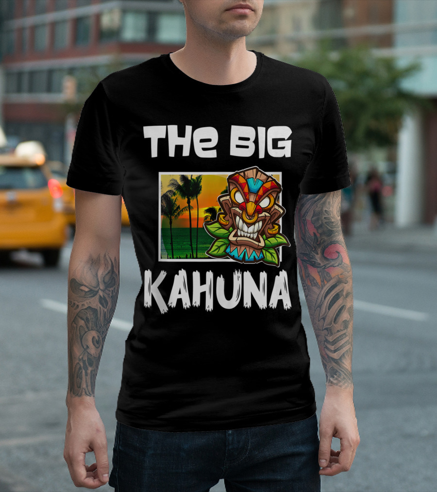 The Big Kahuna Tiki Bar Vibes Aloha Haw Palm Sunset Mask T-Shirt
