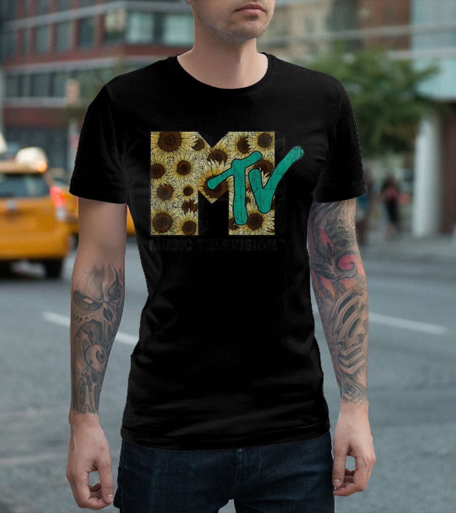 MTV Music Television Distressed Vintage Sunflower T-Shirt