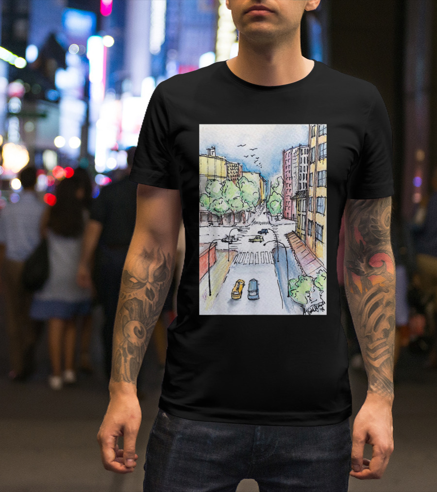 New York City Urban Street View From The Highline With Cars And Buildings T-Shirt