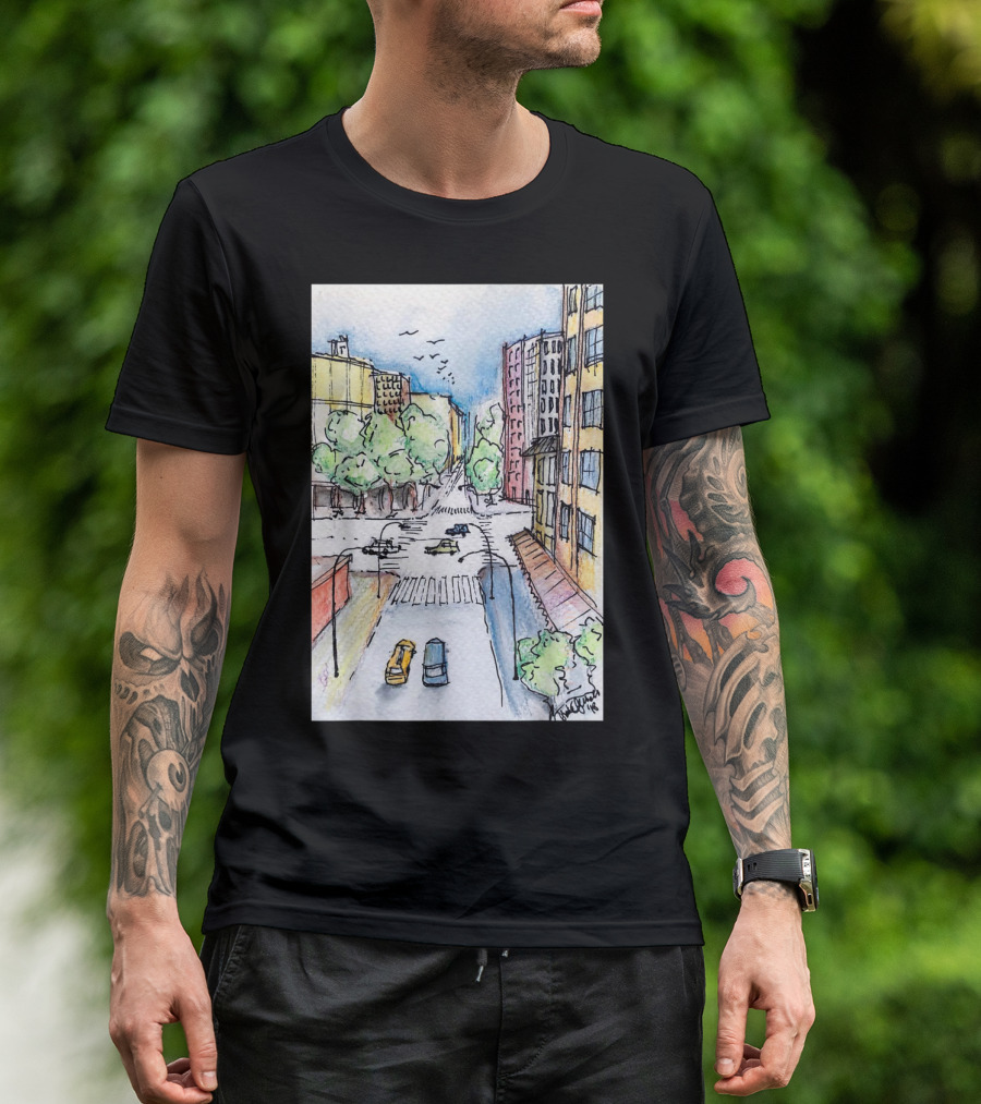 New York City Urban Street View From The Highline With Cars And Buildings T-Shirt