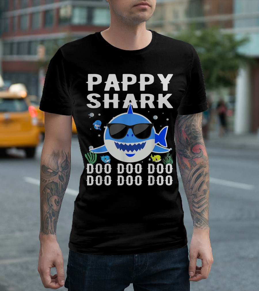Pappy Shark Doo Doo Doo Doo Sunglasses Family Fun T-Shirt