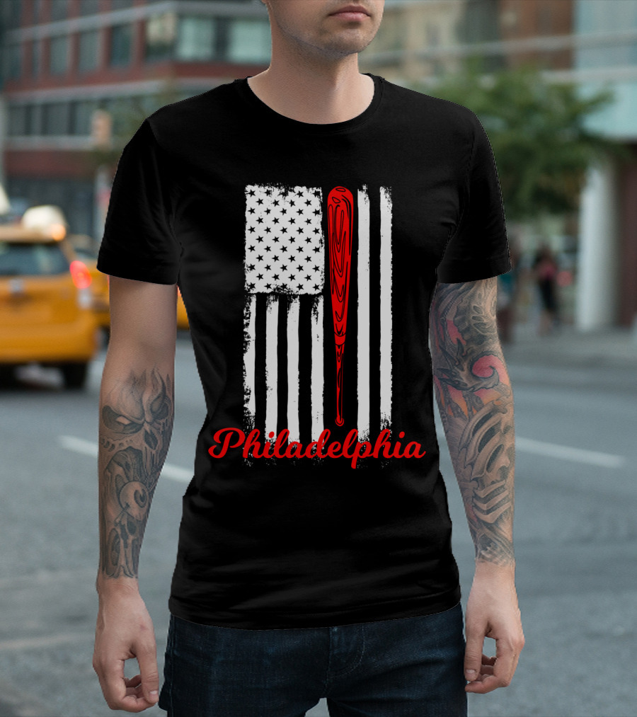 Philadelphia Baseball Flag American Bat T-Shirt