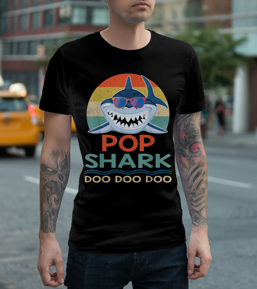 POP SHARK DOO DOO DOO VINTAGE MATCHING FAM SUNSET STYLE RETRO SUNGLASSES T-Shirt