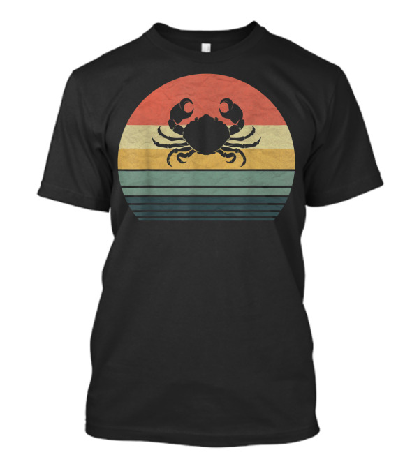 Retro Vintage Crab Family Love Sunset Stripes T-Shirt