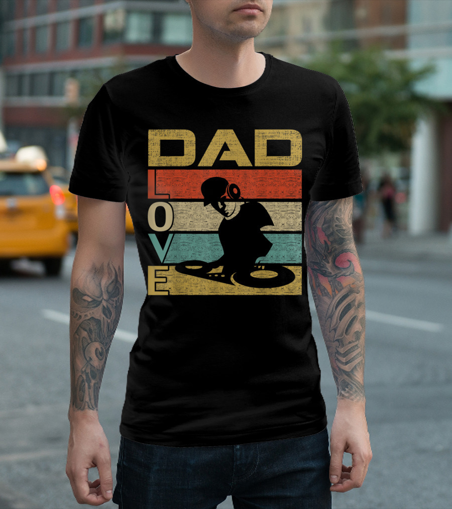 Retro Vintage Dad Love DJ Deejay Funny Father's T-Shirt