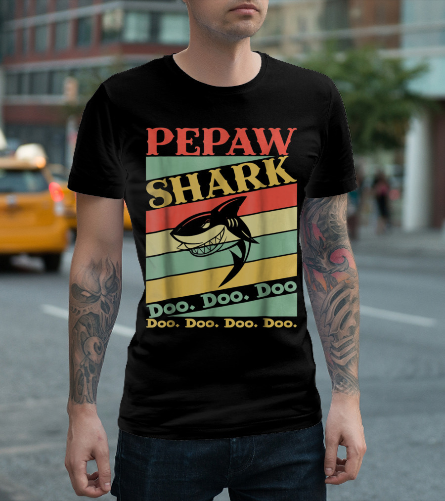 PEPAW SHARK Doo Doo Doo Retro Vintage T-Shirt