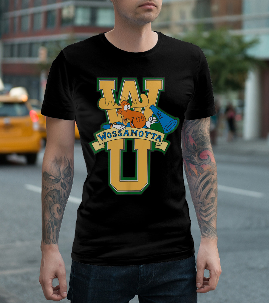 Rocky And Bullwinkle Wossamotta U WU Moose Megaphone T-Shirt