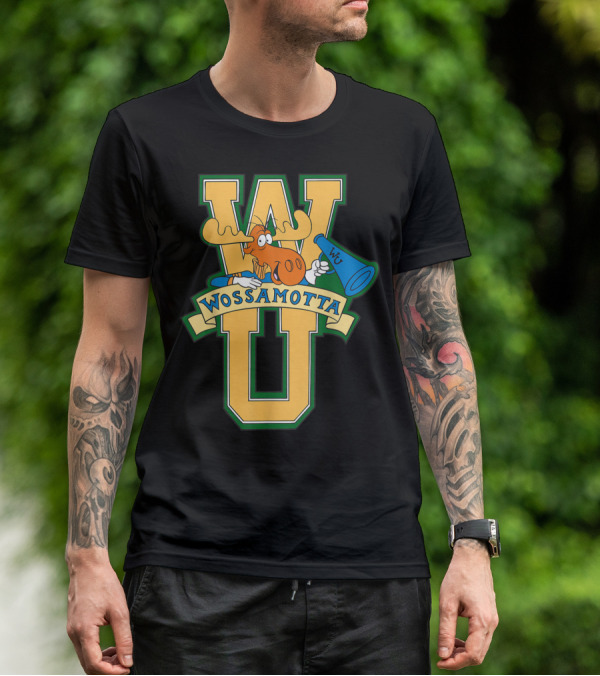 Rocky And Bullwinkle Wossamotta U WU Moose Megaphone T-Shirt