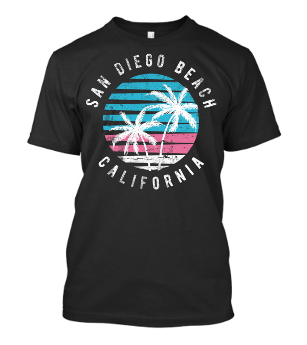 San Diego Beach California Surf Sunset Palm Trees T-Shirt