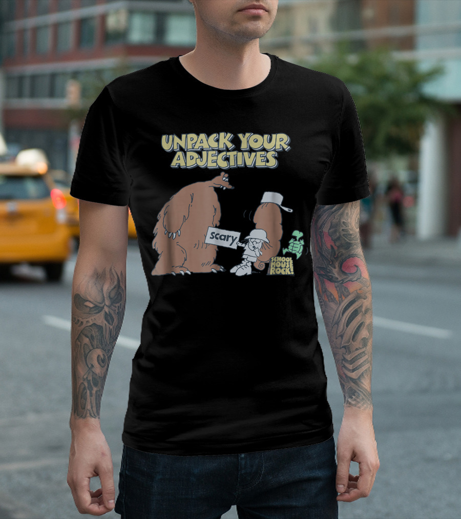 Schoolhouse Rock Unpack Your Adjectives Scary Bear T-Shirt