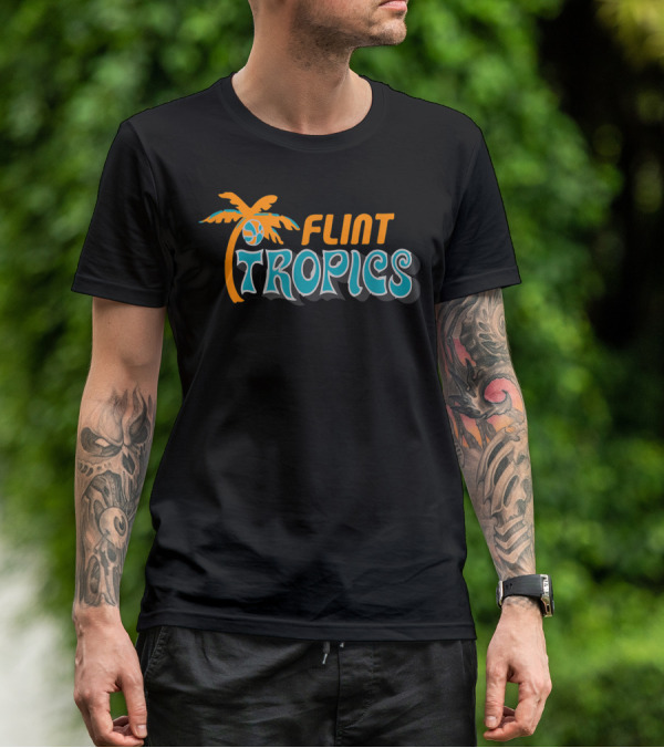 Semi Pro Jackie Moon Flint Tropics Basketball Logo Palm Tree T-Shirt