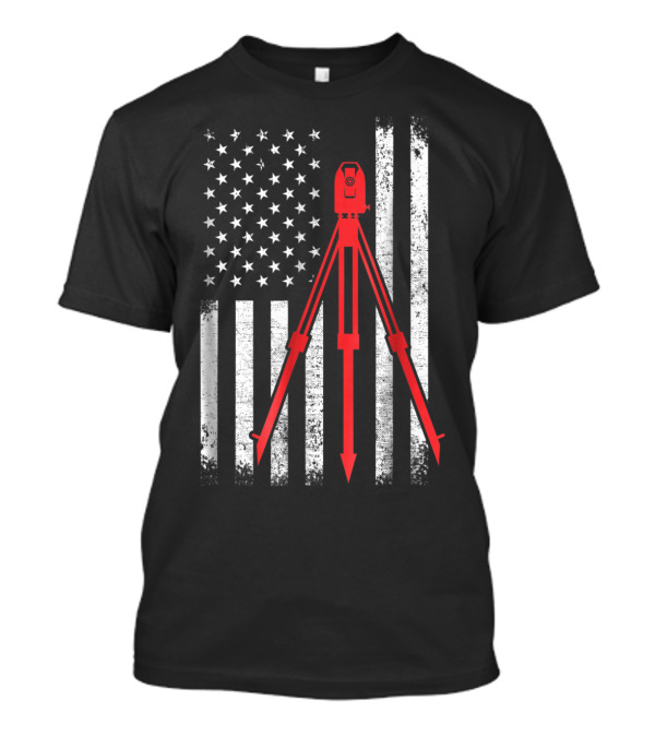Surveyor Flag USA Surveying Equipment Stars Stripes T-Shirt